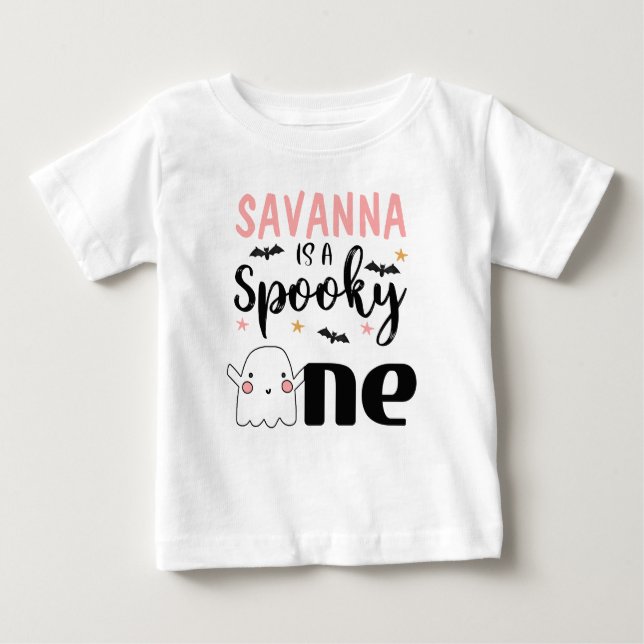 Girl's Spooky One Halloween 1st Birthday Shirt (Front)
