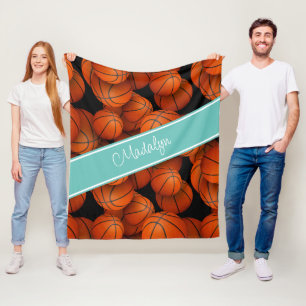 girls sports gifts custom athlete name basketball fleece blanket