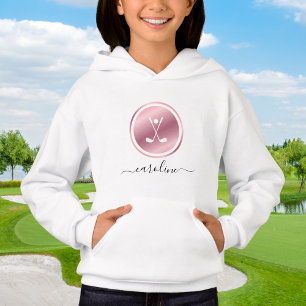 Girls Sports Golf Pink Rose Gold Golfer's Name