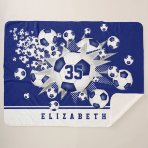 girls sports personalised soccer balls stars  sherpa blanket