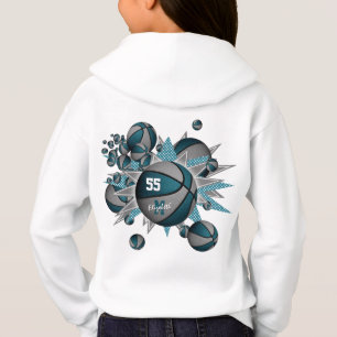 girls sports teal grey basketball blowout