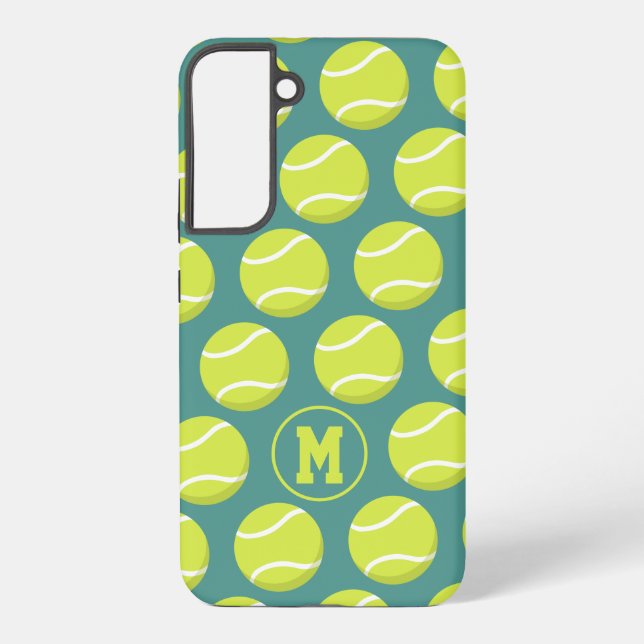 Girls sports tennis balls pattern monogrammed samsung galaxy s22+ case (Back)