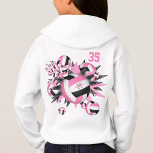 girls sporty pink black volleyballs stars