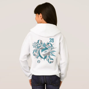 girls sporty teal grey volleyballs stars  