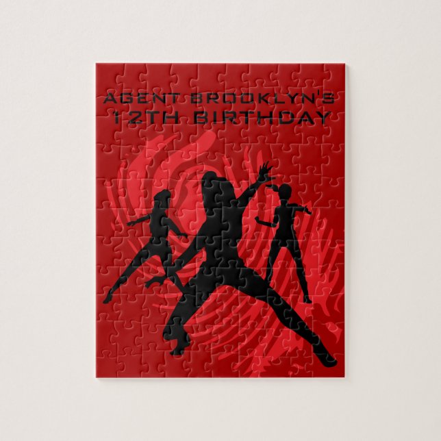 Girls Spy Party Red Fingerprint Jigsaw Puzzle (Vertical)