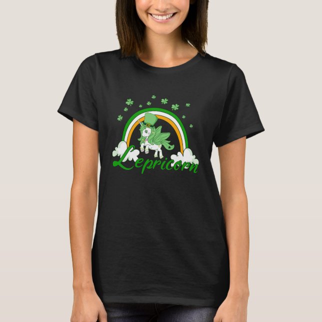 Girls St Patricks Day Cute Unicorn Leprechaun Lepr T-Shirt (Front)