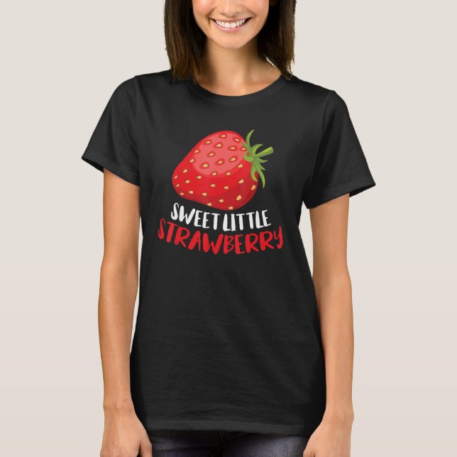 Girls Strawberry Sweet Little Strawberry Fruit T-Shirt (Front)
