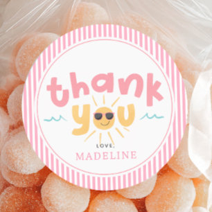 Girls Summer Two the Pool 2nd Birthday Favour Classic Round Sticker