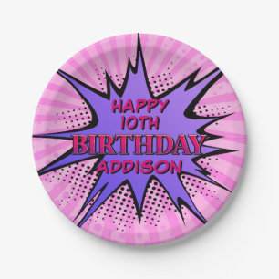 Girls' Superhero Birthday Paper Plate