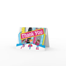 Girls Superhero Birthday Thank You Cards