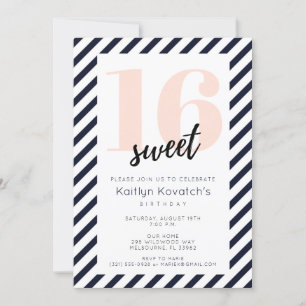 Girl's Sweet 16 Sixteenth Birthday Party Invitation