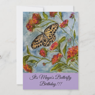 Girls Sweet Butterfly Birthday Invitation