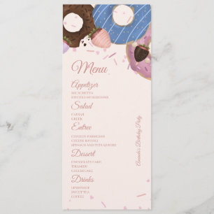 Girls Sweet Doughnut Pastel Birthday Menu