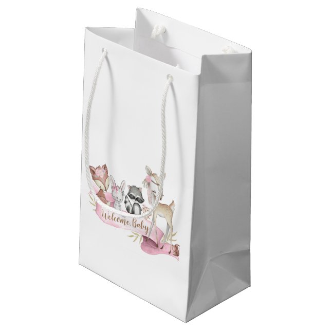 Girls Sweet Woodland Animal Baby Girl Small Gift Bag (Back Angled)