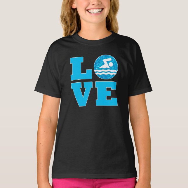 Girls' Swim LOVE Swimming & Diving Swimmer's T-Shirt (Front)