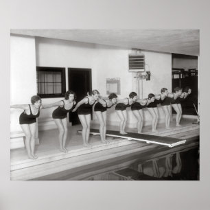 Girls Swim Team, 1930. Vintage Photo Poster
