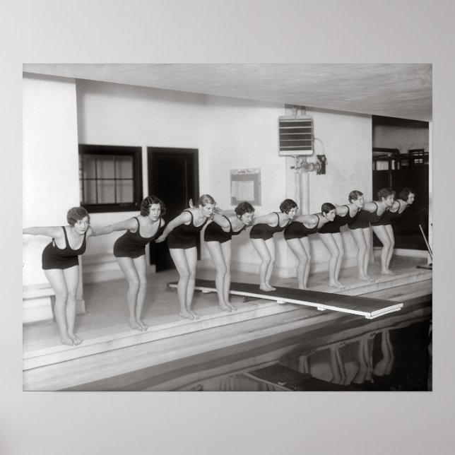 Girls Swim Team, 1930. Vintage Photo Poster (Front)