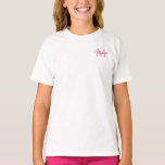 Girls T Shirts Monogram Name White Pink Template<br><div class="desc">Girls Personalised Monogram Name White And Pink Template Elegant Trendy Girls' T-Shirt.</div>