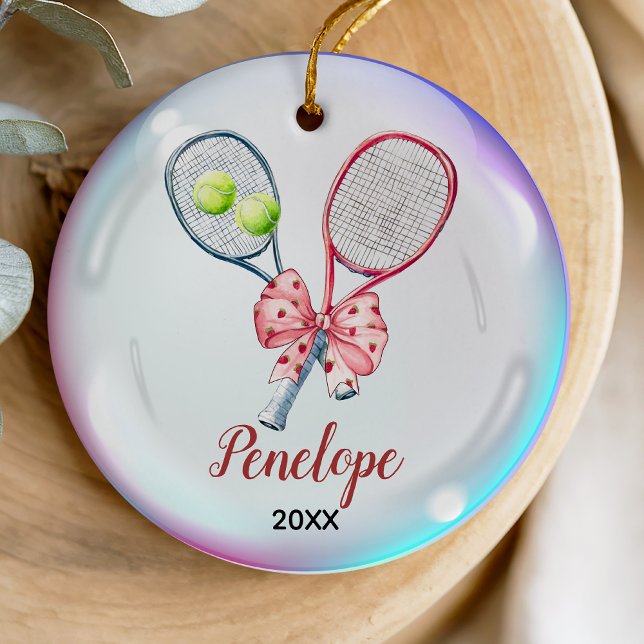 Girls Tennis player racquet personalised Ceramic Ornament (Creator Uploaded)