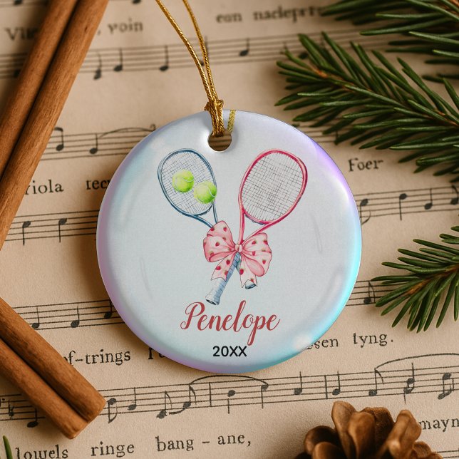 Girls Tennis player racquet personalised Ceramic Ornament (Creator Uploaded)