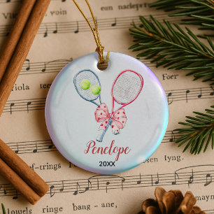 Girls Tennis player racquet personalized Ceramic Ornament
