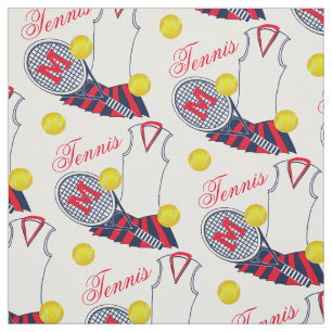 Girls Tennis Racquet and Balls Monogram Fabric