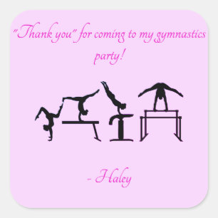 Girls "Thank you" Gymnastics Party Stickers