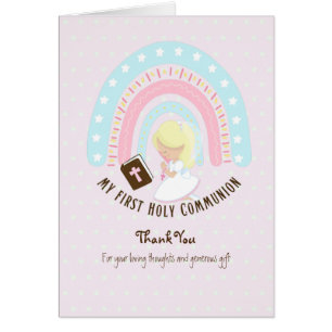 Girl's Thank You Holy Communion Card - Blonde