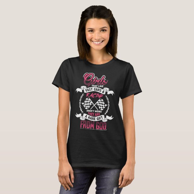 girls that like fast cars and racing car T-Shirt (Front Full)