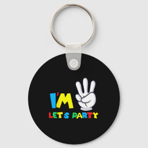 Girls Third Birthday Shirt 3rd Birthday Lets Party Key Ring