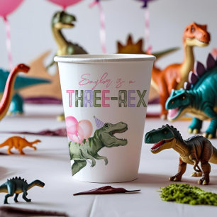 Girl's Three-Rex Party Paper Cups