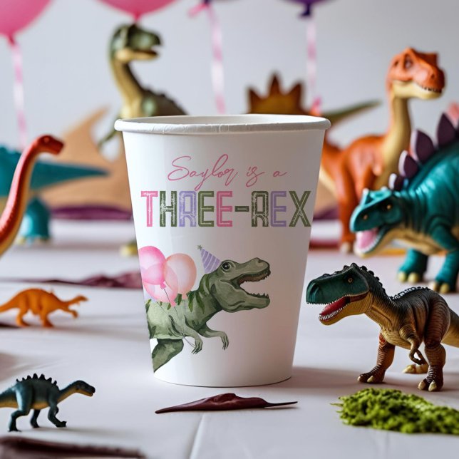 Girl's Three-Rex Party Paper Cups (Creator Uploaded)