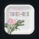 Girl's Three-Rex Party Paper Plates<br><div class="desc">Dinosaur Party Plates

Ready to be personalised by you!</div>