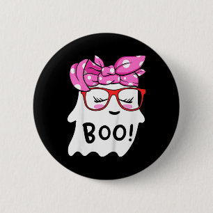 Girls Toddler Happy Halloween Ghost With Bandanna 6 Cm Round Badge