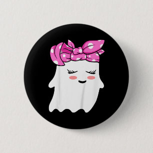 Girls Toddler Happy Halloween Ghost With Bandanna 6 Cm Round Badge