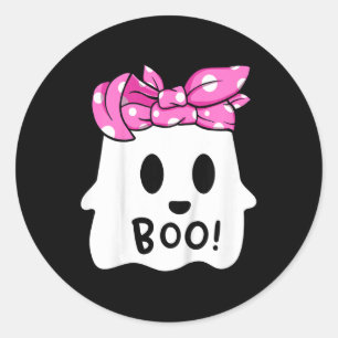 Girls Toddler Happy Halloween Ghost With Bandanna Classic Round Sticker