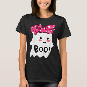 Girls Toddler Happy Halloween Ghost With Bandanna T-Shirt