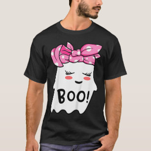 Girls Toddler Happy Halloween Ghost With Bandanna T-Shirt
