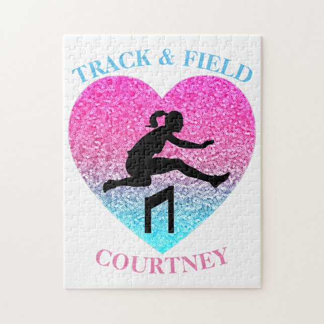 Girls Track & Field Heart Jigsaw Puzzle (Vertical)