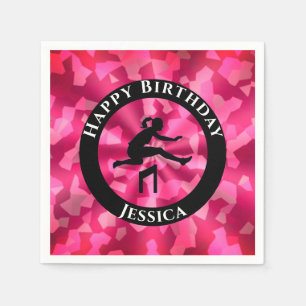 Girls Track & Field Pink Camo Napkin