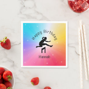 Girls Track & Field Rainbow Stars Napkin