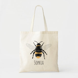 Girls Trendy Bumblebee Bee Cartoon Name Kids Tote Bag