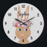 Girls Trendy Floral Watercolor Rabbit and Name Large Clock<br><div class="desc">This gorgeous and trendy kid's clock features a beautiful,  hand painted bunny rabbit with a floral wreath. This floral watercolor design also features a place for you to add your girl's name. Perfect for any kid's room or baby's nursery!</div>
