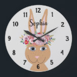 Girls Trendy Floral Watercolor Rabbit and Name Large Clock<br><div class="desc">This gorgeous and trendy kid's clock features a beautiful,  hand painted bunny rabbit with a floral wreath. This floral watercolor design also features a place for you to add your girl's name. Perfect for any kid's room or baby's nursery!</div>