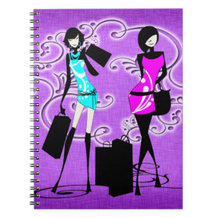Girls trendy purple models shopping notebook