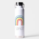 Girls Trendy & Whimsical Rainbow Cartoon Kids Water Bottle<br><div class="desc">This trendy and whimsical kids steel water bottle design features a bright boho rainbow,  with room for you to add your girls name in elegant typography. The perfect bright and colourful back-to-school gift for your rainbow-loving child or adult.</div>