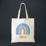 Girls Trendy Whimsical Rainbow Cartoon Name Kids  Tote Bag<br><div class="desc">This trendy girls tote bag features an adorable rainbow cartoon,  and space to add a name in simple typography. The perfect modern and whimsical design for any kid or fun-loving adult!</div>