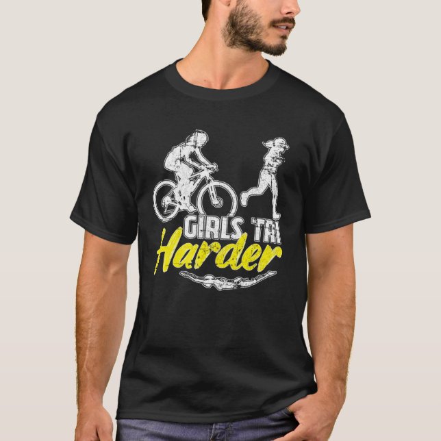 Girls Tri Harder for Triathletes Mother Women Girl T-Shirt (Front)