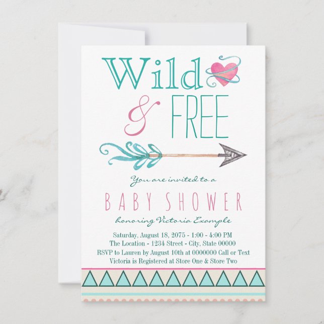 Girls Tribal Boho Arrow Baby Shower Invitation (Front)
