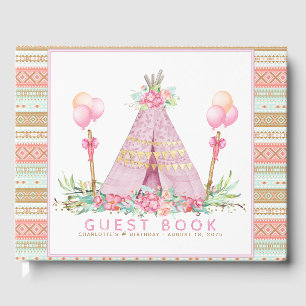 Girls Tribal Teepee Birthday Party Guest Book
